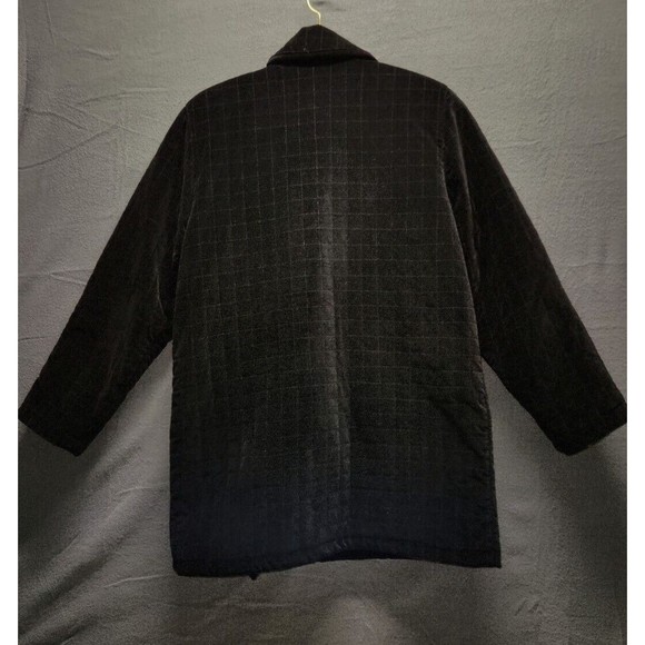 Vtg Talbots Sz Small Blazer Jacket Black Quilted Velvet Pocket Lined Work Button - Picture 2 of 7